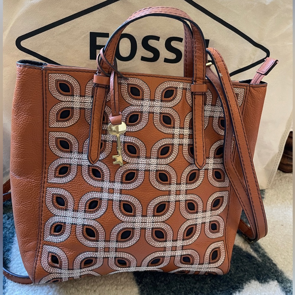 Fossil leather purse/backpack. Beautiful embroidery. Used a handful of times.